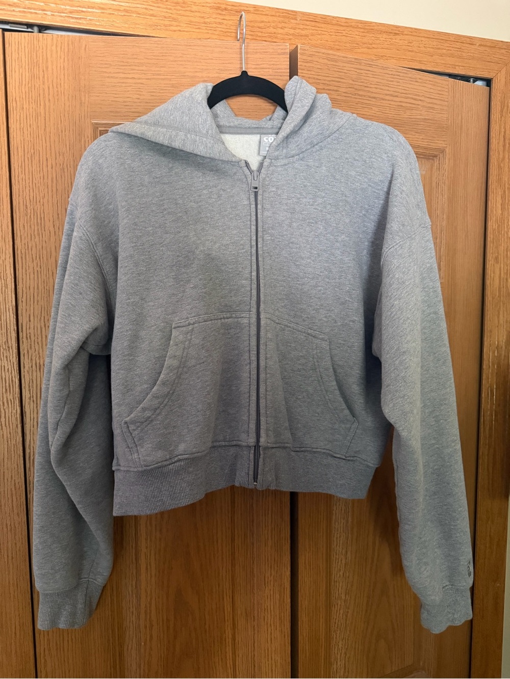 Aritzia Gray Cropped Zip Hoodie